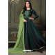 Dark Green Heavy Embroidered Satin Silk Designer Gown Style Anarkali Suit