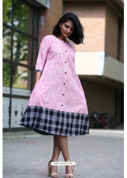 Pink Designer Cotton Readymade Kurti