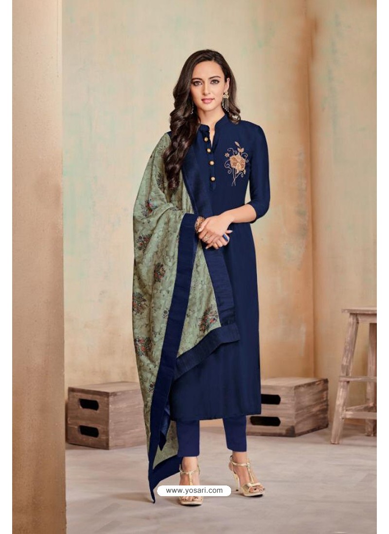 Buy Ethnic Designer Jam Cotton Satin Suit Material With Beautiful Heavy  Embroidery Work And Laced Dupatta. (GREEN COLOUR). Collection includes Lawn Cotton  suits/Pakistani style suits. at Amazon.in