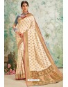 Light Beige Designer Classic Wear Upada Silk Sari