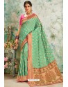 Sea Green Designer Classic Wear Upada Silk Sari