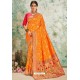 Orange Designer Classic Wear Upada Silk Sari