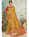Marigold Designer Classic Wear Upada Silk Sari