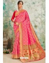 Fuchsia Designer Classic Wear Upada Silk Sari