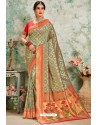 Taupe Designer Classic Wear Upada Silk Sari