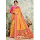 Mustard Designer Classic Wear Upada Silk Sari