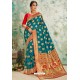 Teal Designer Classic Wear Upada Silk Sari