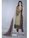 Light Brown Embroidered Designer Readymade Party Wear Churidar Salwar Suit