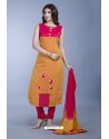 Orange Embroidered Designer Readymade Party Wear Churidar Salwar Suit