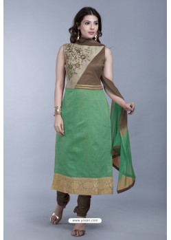 Sea Green Embroidered Designer Readymade Party Wear Churidar Salwar Suit