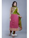 Light Pink Embroidered Designer Readymade Party Wear Churidar Salwar Suit