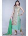 Sky Blue Embroidered Designer Readymade Party Wear Churidar Salwar Suit