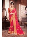 Dark Peach Designer Party Wear Soft Art Silk Sari