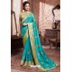 Turquoise Designer Party Wear Soft Art Silk Sari
