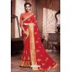 Crimson Designer Party Wear Soft Art Silk Sari