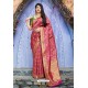 Rani Embroidered Designer Banarasi Silk Party Wear Sari
