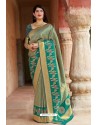 Olive Green Embroidered Designer Banarasi Silk Party Wear Sari