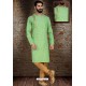 Green Readymade Dhupion Silk Designer Kurta Pajama For Men