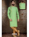 Green Readymade Dhupion Silk Designer Kurta Pajama For Men