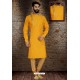 Yellow Readymade Dhupion Silk Designer Kurta Pajama For Men