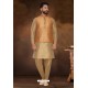 Gold Readymade Dhupion Silk Designer Kurta Pajama With Jacket For Men