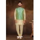 Light Beige Readymade Dhupion Silk Designer Kurta Pajama With Jacket For Men