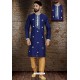 Royal Blue Readymade Dhupion Silk Designer Kurta Pajama For Men