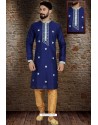 Royal Blue Readymade Dhupion Silk Designer Kurta Pajama For Men