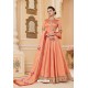 Light Orange Heavy Embroidered Soft Silk Designer Gown Style Anarkali Suit