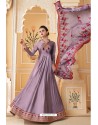 Lavender Heavy Embroidered Soft Silk Designer Gown Style Anarkali Suit