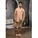 Light Orange Readymade Jacket With Kurta Pajama For Men