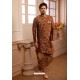 Brown Readymade Semi Indowestern Pajama For Men