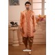 Light Orange Readymade Semi Indowestern Pajama For Men