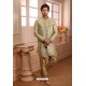 Green Readymade Semi Indowestern Pajama For Men