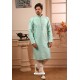 Sky Blue Readymade Semi Indowestern Pajama For Men