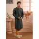 Dark Green Readymade Semi Indowestern Pajama For Men