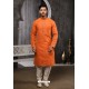 Orange Readymade Semi Indowestern Pajama For Men