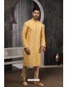 Khaki Readymade Semi Indowestern Pajama For Men