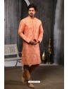 Light Red Readymade Semi Indowestern Pajama For Men
