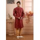 Maroon Readymade Semi Indowestern Pajama For Men