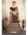 Dashing Maroon Heavy Embroidered Velvet Bridal Lehenga Choli
