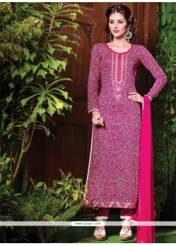 Dignified Embroidered Work Cotton Magenta Salwar Suit