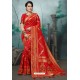 Red Designer Banarasi Silk Weaving Party WearﾠSari