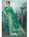 Aqua Mint Designer Banarasi Silk Weaving Party WearﾠSari