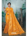 Yellow Designer Banarasi Silk Weaving Party WearﾠSari