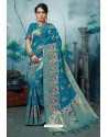 Blue Designer Banarasi Silk Weaving Party WearﾠSari