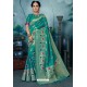 Aqua Mint Designer Banarasi Silk Weaving Party WearﾠSari