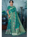 Aqua Mint Designer Banarasi Silk Weaving Party WearﾠSari