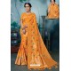 Orange Designer Banarasi Silk Weaving Party WearﾠSari