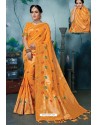 Orange Designer Banarasi Silk Weaving Party WearﾠSari